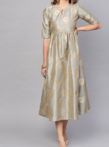 Libas Women Grey and Golden Dress | XS