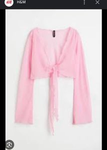 H&M airy tie hem pink beachy top
