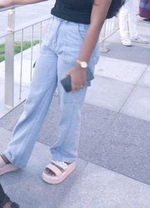 Light Wash Denim Cargo Pants