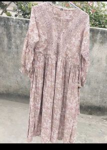 Unused Floral Print Dress with Lace Detail