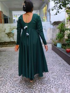 Elegant Green gown with churidar