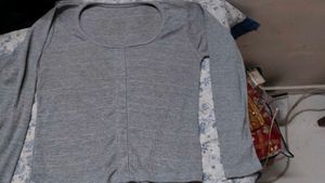 grey &amp; Red Long Sleeve Top