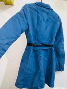 Stylish Blue Coat with Belt