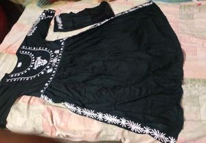 Elegant Black Embroidered Anarkali Suit