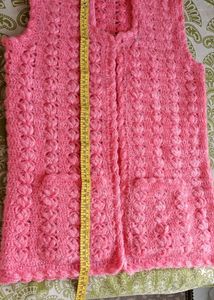 Peach Colour Crochet Jacket