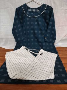 Elegant Blue Woven Design Kurta Set