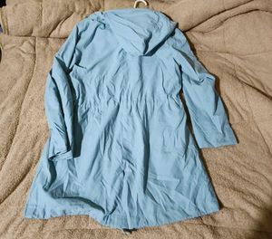 Light Blue Hooded Trench Coat