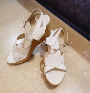 Marc Loire  White Wedge Sandals