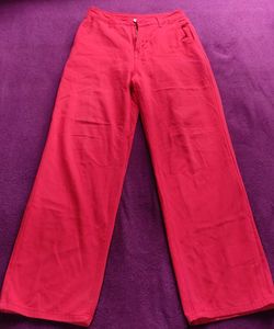 Red Wide Leg Trousers