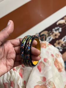 Floral Print black Bangles