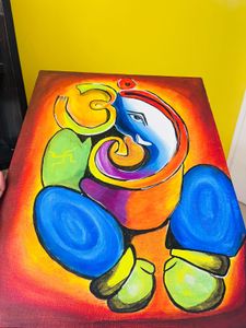 Ganeshji Acrylic Painting On Hard Board Canvas