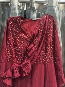Elegant Maroon Embellished Dress
