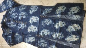 Denim Floral Print Top