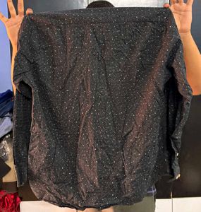 Stylish Black Patterned Shirt (Polka+Solid)