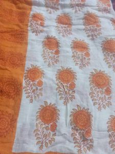 Orange Floral Print Fabric