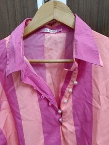 Purple Pink Striped Crop Top