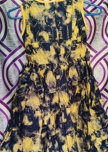 Girls&#39; Yellow &amp; Navy Print Dress
