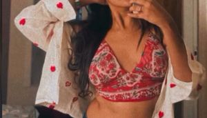 Heart Print Shirt &amp; Bralette Set