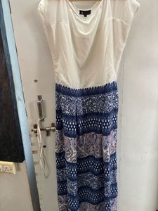 White And Blue Maxi Gown