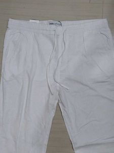 Zara White Linen Pants - Straight/relaxed Fit