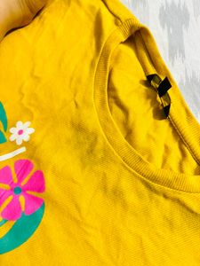 Mustard Cotton Printed Top