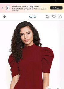 Maroon Tshirt Top With Puff Sleeve😍