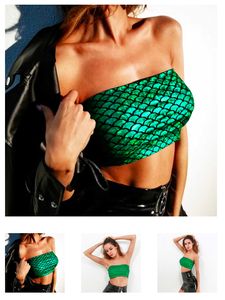 New Metallic Green Fish Scale Design Tube Top