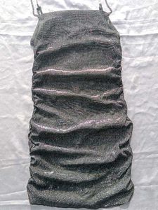 (Urbanic)Glittery Rhinstone Chain Ruched Dress