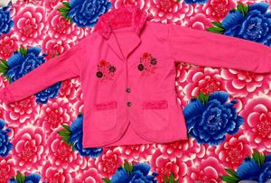 Cozy Pink Winter Jacket with Floral Embroidery