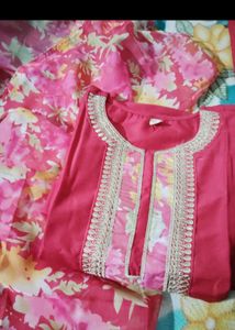 Red Embroidered Kurta Set