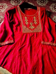 Party Wear Golden Embroidery Designer Kurta