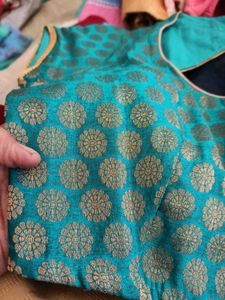 Elegant Teal Brocade Blouse