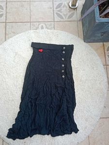 Black Button-Up Midi Skirt