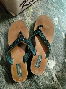 Wings classic black strap wedge heel