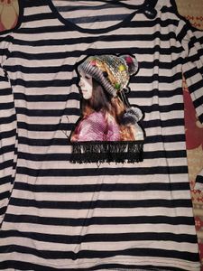 Striped Graphic Top