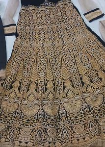 Black &amp;golden Combination Havey Work Gown