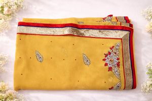 Elegant Yellow Embroidered Saree Only