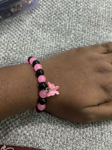 Pink &amp; Black Beaded Bracelet