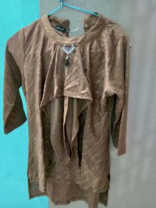 Brown Round Neck Stylish Kurti Top | Bust 32 |