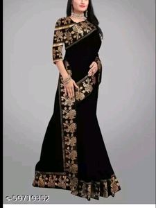 Party Wear Black Peacock Design Saree