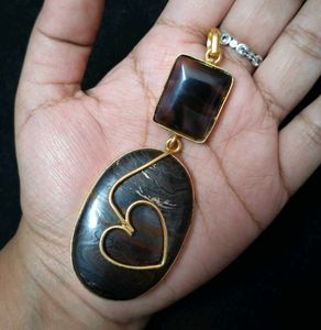 Unique Stone Gold Tone Pendant