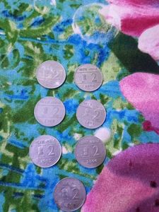 Vintage Two Rupee Cross Coins - Set of 7
