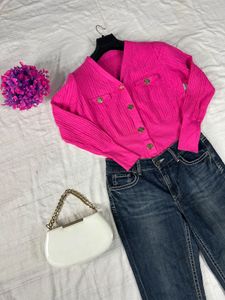 Flared Jeans &amp; Pink Cardigan