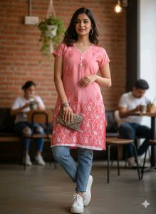 Pink Embroidered Kurti