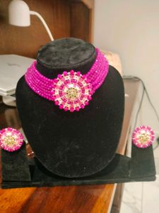 Pink Beaded Jewelry Set Never Used