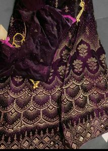 Purple Velvet Embroidered Skirt