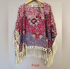 Boho Floral Shrug with Fringe