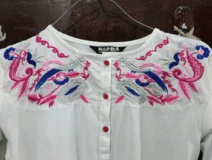 Embroidered White kurti