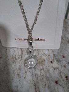 Elegant Silver Pearl Necklace &amp; Earring Set
