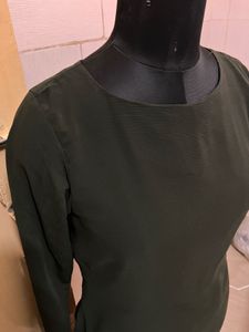 Elegant Olive Green Long Sleeve Top